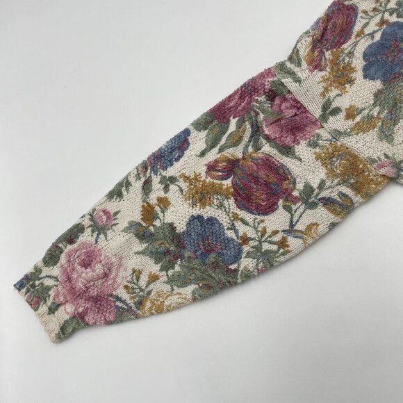 Vintage Floral Sweater Women Cotton Polyester Pullover Cottage Retro Casual Twee - Picture 7 of 14